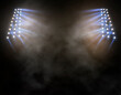Leinwandbild Motiv Bright stadium arena lights and smoke