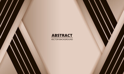 Wall Mural - Luxury abstract modern rose gold background with brown lines and shadows. Modern royal banner with light gradient lines. Abstract futuristic beige backdrop. Vector illustration EPS10.