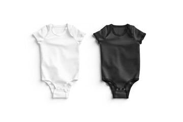 Sticker - Blank black and white half sleeve baby bodysuit mockup lying