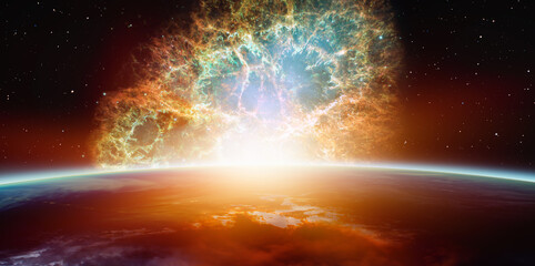 Poster - Supernova explosion in the center of galaxy 