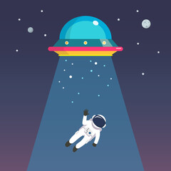Wall Mural - astronaut man abducted by ufo