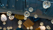 designer round lamps in the form of bubbles at different heights
