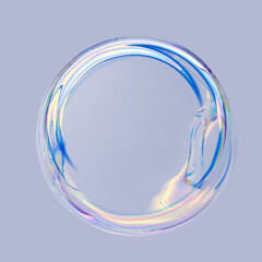 Wall Mural - Round fluid abstract frame, soap bubble transparent gradient design element, colorful banner template 3d rendering