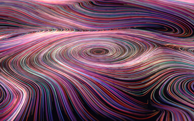 Sticker - Magic vortex lines, fantasy wave pattern, 3d rendering.