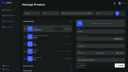 Wall Mural - manage online shop ui design template