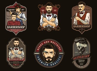 Sticker - Colorful barbershop vintage emblems