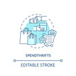 © IMG visuals icons - Spendthrifts concept icon. Buyers type idea thin line illustration. Impulse purchases Profligate, prodigal. Lacking self-control in shopping. Vector isolated outline RGB color drawing. Editable stroke