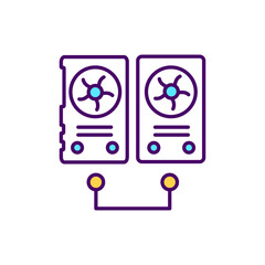 Poster - Data center RGB color icon. Cluster computing, Hardware infrastructure. Computer processors. Technology network. Internet connection. Power system. Wireless connection. Isolated vector illustration