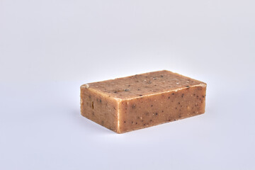 Wall Mural - Brick of handmade soap on white background.