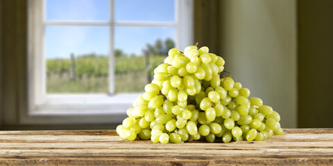 Canvas Print - Fresh grapesfruits  on wooden desk and summer time. 