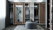 3d rendering modern dressing room, wardrobes for clothes