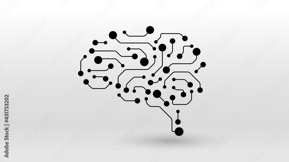Brain circuit ai tech concept icon - obrazy, fototapety, plakaty 