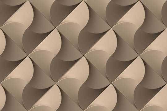 Wall Mural -  - Brown geometric pattern stylized in the form of decorative convex modules.