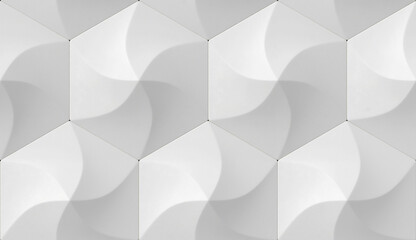 Wall Mural - White hexagons stylized in the form of decorative convex modules.
