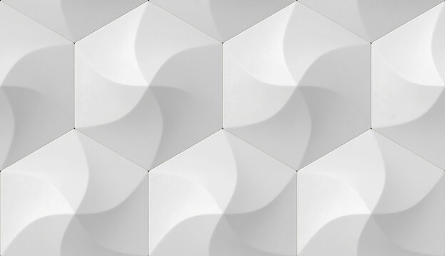 Wall Mural -  - White hexagons stylized in the form of decorative convex modules.