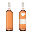 Butelka różowego wina na białym tle. Z etykietami lub bez.