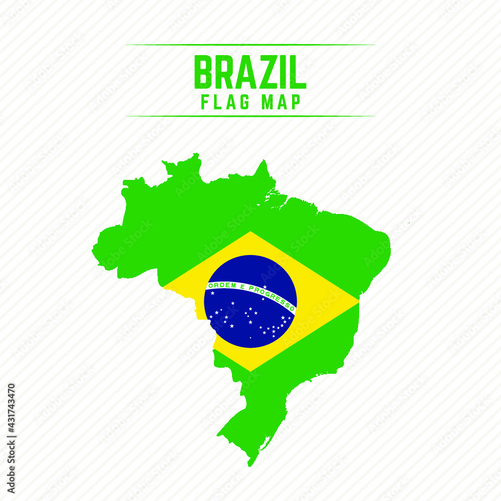 Flag Map of Brazil. Brazil Flag Map