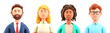© Rinat Khairitdinov - 3D illustration of smiling people close up portraits set. Cute cartoon business men and women avatars, multi ethnic male and female characters faces, isolated on white.