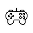 Joystick of video console, game controller, simple icon. Black linear icon with editable stroke on white background