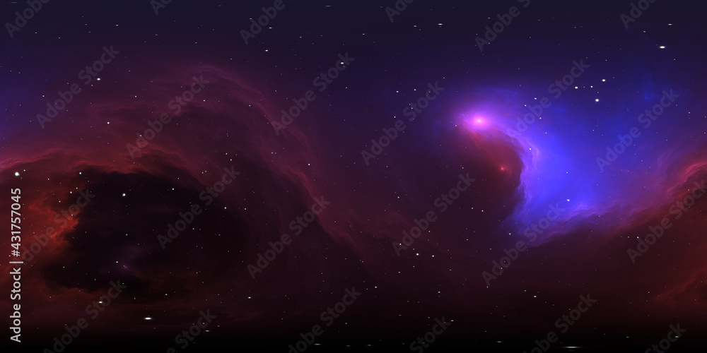 360 degree interstellar cloud of dust and gas. Space background with ...