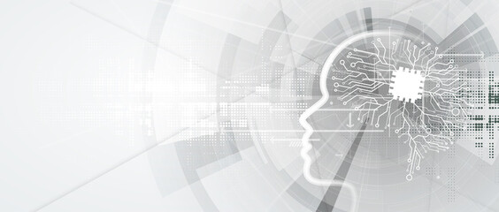 Abstract Artificial intelligence. Cloud computing. Machine learning. Technology web background. Virtual concept