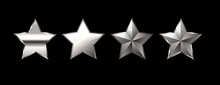 Set Of Silver Stars. Silver Stars Isolated On Black Background. VIP Stars.