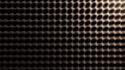  Background acoustic soundproof foam illuminated by warm light. 3d rendering