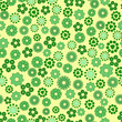 Seamless texture of green flowers and geometric elements