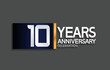 10 years anniversary logotype with blue and silver color with golden line for celebration moment