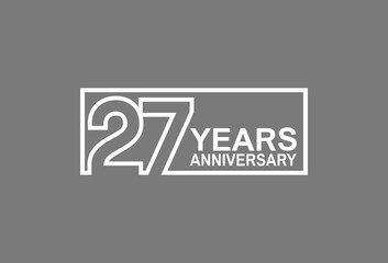 Wall Mural - 27 years anniversary logotype with white color outline in square isolated on grey background. vector can be use for company celebration purpose