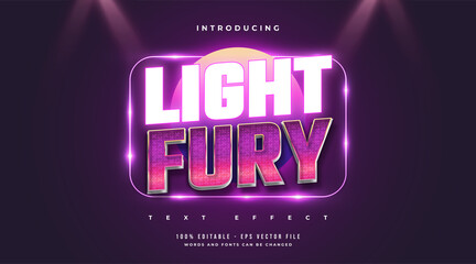 Wall Mural - light fury text style with colorful and glowing neon effect. editable text style effect