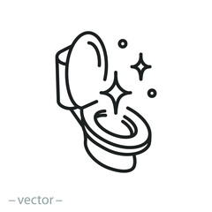 Wall Mural - clean toilet icon, shine surface wc bowl, hygiene bathroom concept, keep toilette sanitary, thin lin