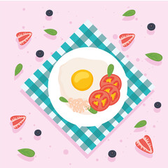 Poster - egg with tomatoes on plate