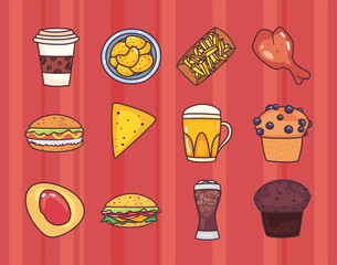 Canvas Print - Food icon bundle