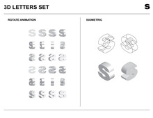 3d S Alphabet Letters Set Animate Isometric Wireframe Vector