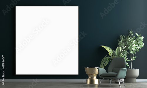 Modern cozy mock up and decoration furniture of living room and canvas frame ...