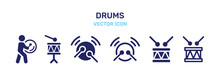 Drummer, Drums Icon Vector Set