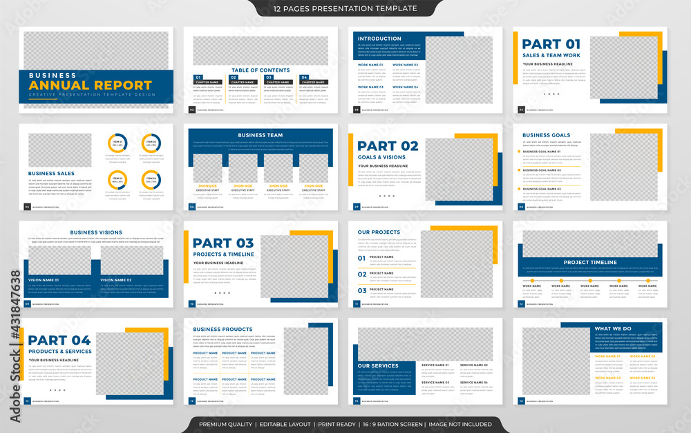 set of business presentation layout design template Premium Vector ...