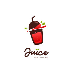 Wall Mural - Fresh fruit juice cup smoothies logo icon template