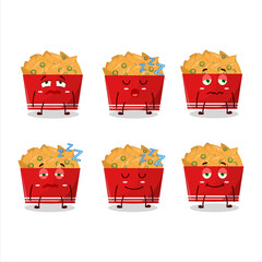 Wall Mural - Cartoon character of nachos with sleepy expression