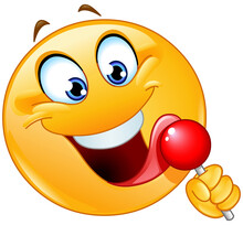 Happy Emoji Emoticon Licking A Red Lollipop
