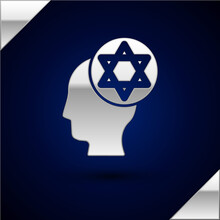 Silver Orthodox Jewish Hat Icon Isolated On Dark Blue Background. Jewish Men In The Traditional Clothing. Judaism Symbols. Vector