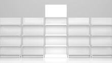 Superstore Product Display Shelf Isolated. 3D Illustration