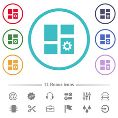 Poster - Dashboard settings flat color icons in circle shape outlines