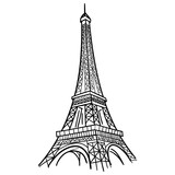 Fototapeta Boho - Eiffel tower hand drawn doodle illustration