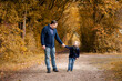 © TK-Photographie - Walk dad with his son in nature, autumn landscape.