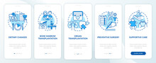 Genetic Diseases Treatment Blue Onboarding Mobile App Page Screen With Concepts. Healthcare Walkthrough 5 Steps Graphic Instructions. UI, UX, GUI Vector Template With Linear Color Illustrations