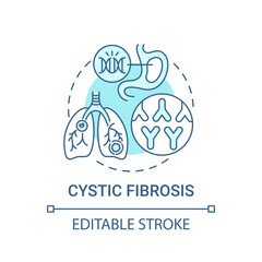 Sticker - Cystic fibrosis blue concept icon. Hereditary illness. Problem with lungs, digestive system. Genetic disease idea thin line illustration. Vector isolated outline RGB color drawing. Editable stroke