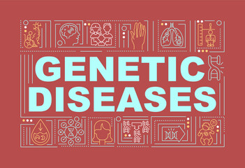 genetic diseases word concepts banner. human body problems treatment. medical help. infographics wit