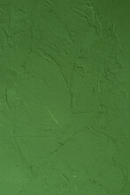 Vertical Photography Green Plastered Surface. Green Stucco Background.